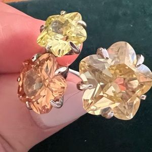 Beautiful silver multi stone flower ring size 8